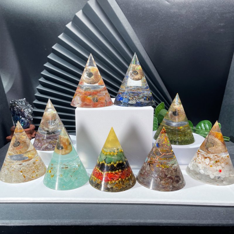 圆锥体奥根塔奥罡疗愈能量放大器白水晶海蓝宝发晶拉长石超七玛瑙 - 摆饰 - 其他材质 