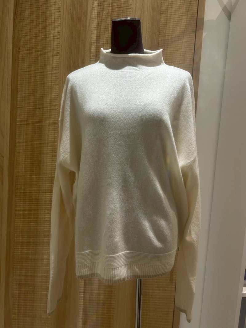 卷领细节毛衣 - 女装针织衫/毛衣 - 羊毛 白色