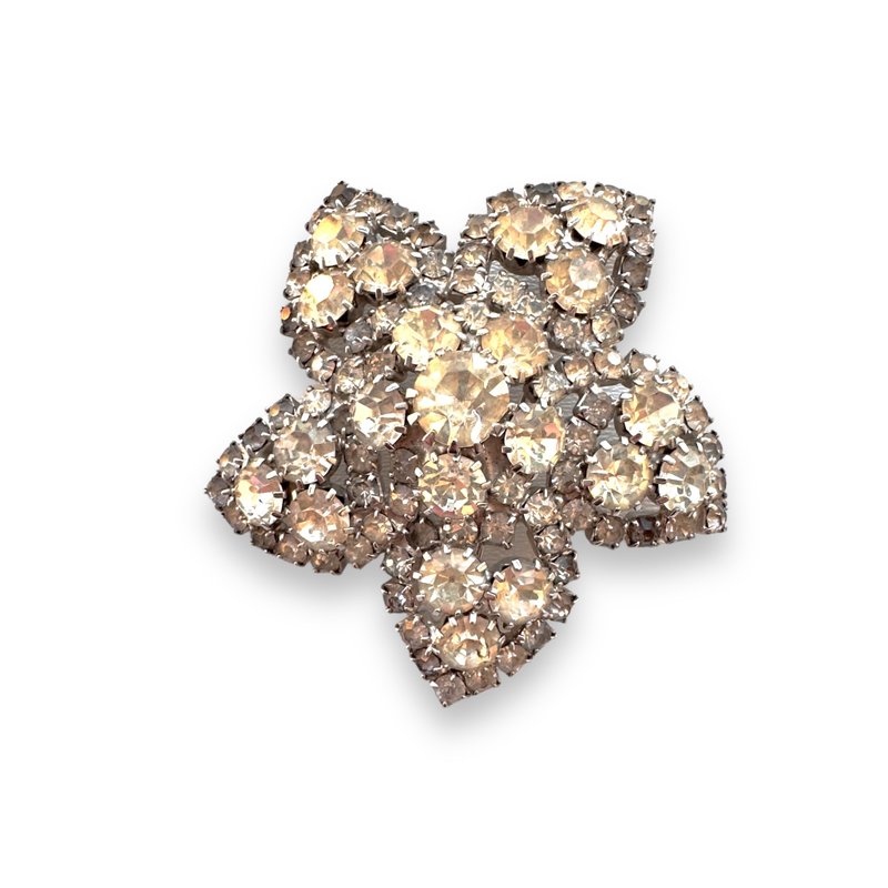 复古 Albert Weiss 胸针 签名 Weiss 1960年代 美国制 无色水晶 领针 赠礼推荐 - 胸针 - 其他金属 透明