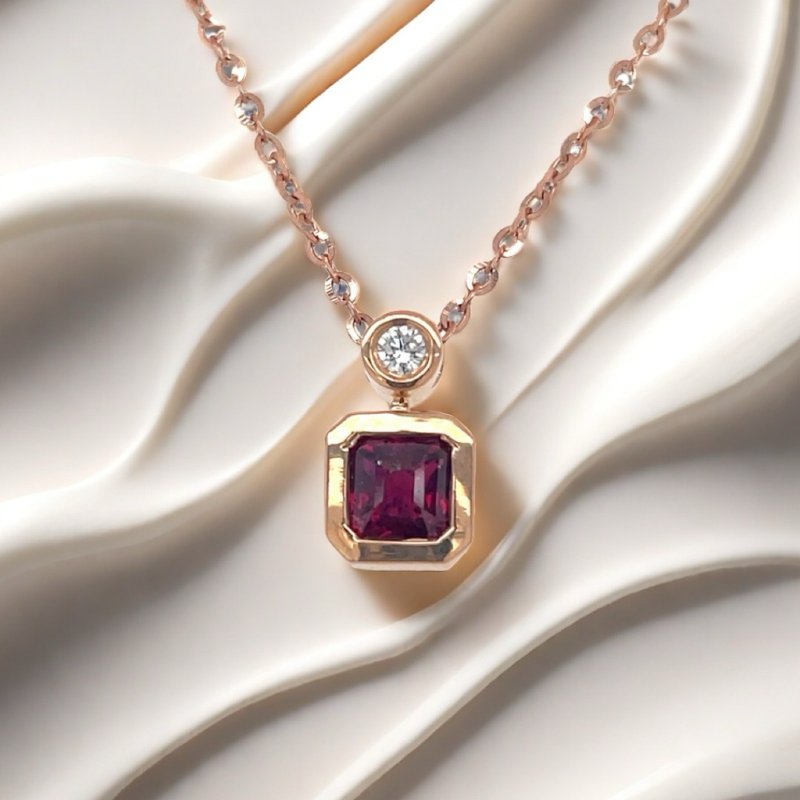 香水瓶项链 - 项链 - 宝石 红色