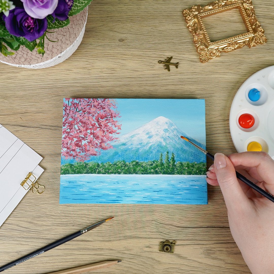 【压克力画】 DIY材料包 影片教学 初学者可 日本富士山 - 插画/绘画/写字 - 压克力 蓝色