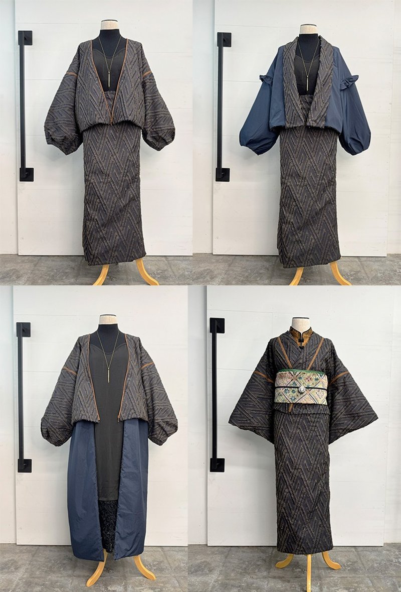 mash up outfits 多穿法套装 黑 x 米色格纹 (现货) - 女装西装外套/风衣 - 聚酯纤维 咖啡色