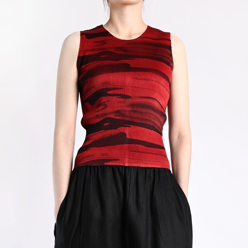 Pleats 褶衣背心 / 折衣、皱折衣 - 女装上衣 - 棉．麻 红色