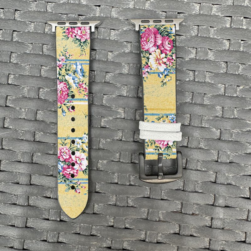 怀旧红花黄色 Apple Watch 潮流硅胶表带 - flower-cr5 - 表带 - 硅胶 多色