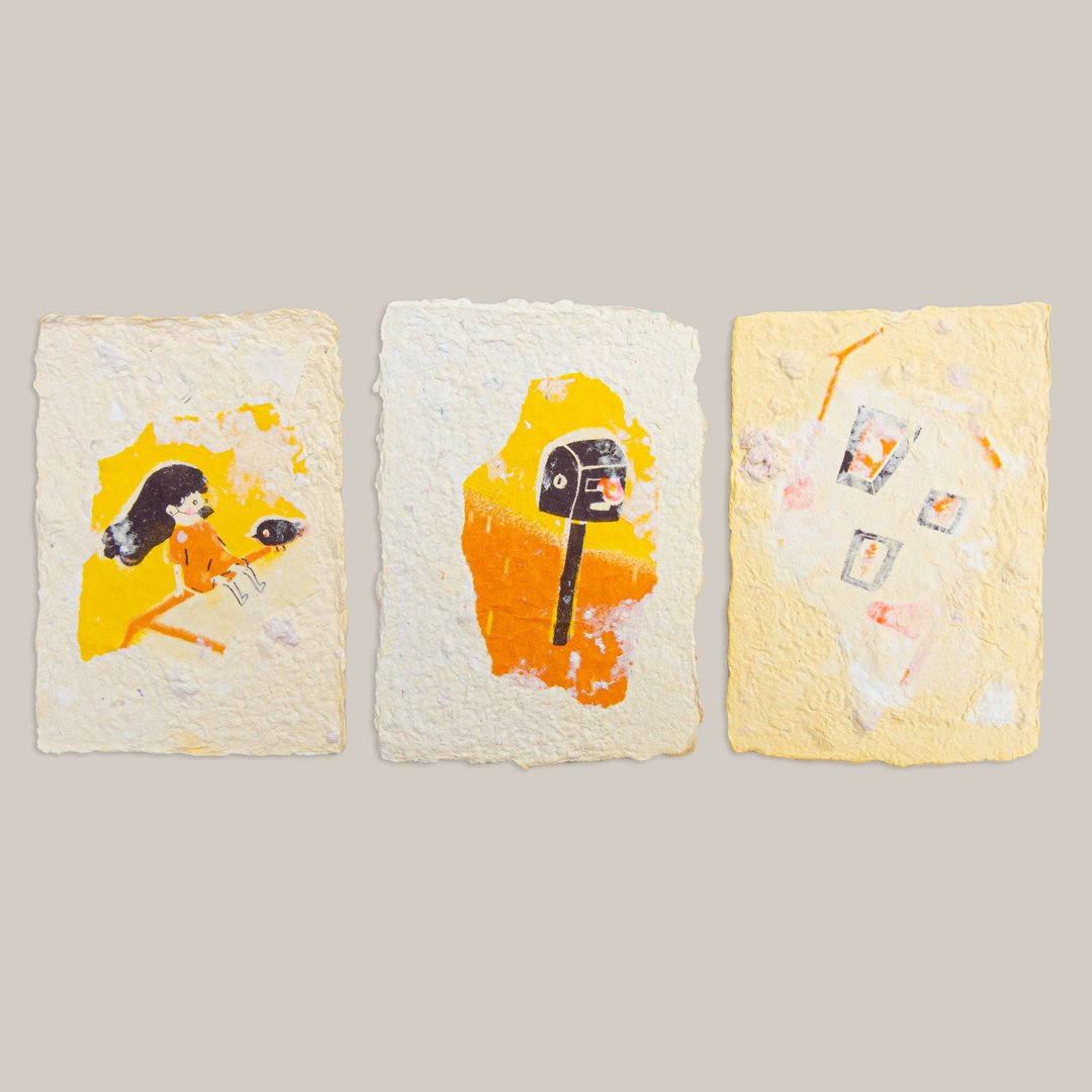【手工画/卡片组】我是鸟 (1组3张) - 卡片/明信片 - 纸 黄色