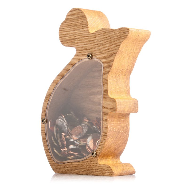 Wood piggy bank for boys girls adult RAT Montessori toy Wooden coin banks mouse - 储蓄罐 - 木头 