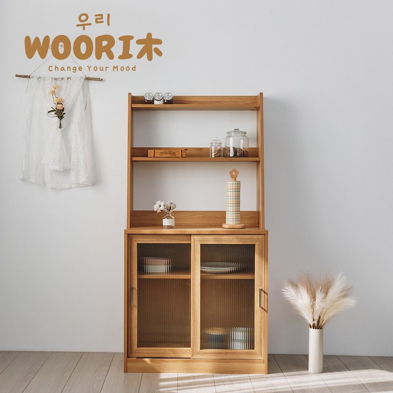WOORI木 韩系复古玻璃多功能展示收纳柜 - 收纳用品 - 木头 咖啡色