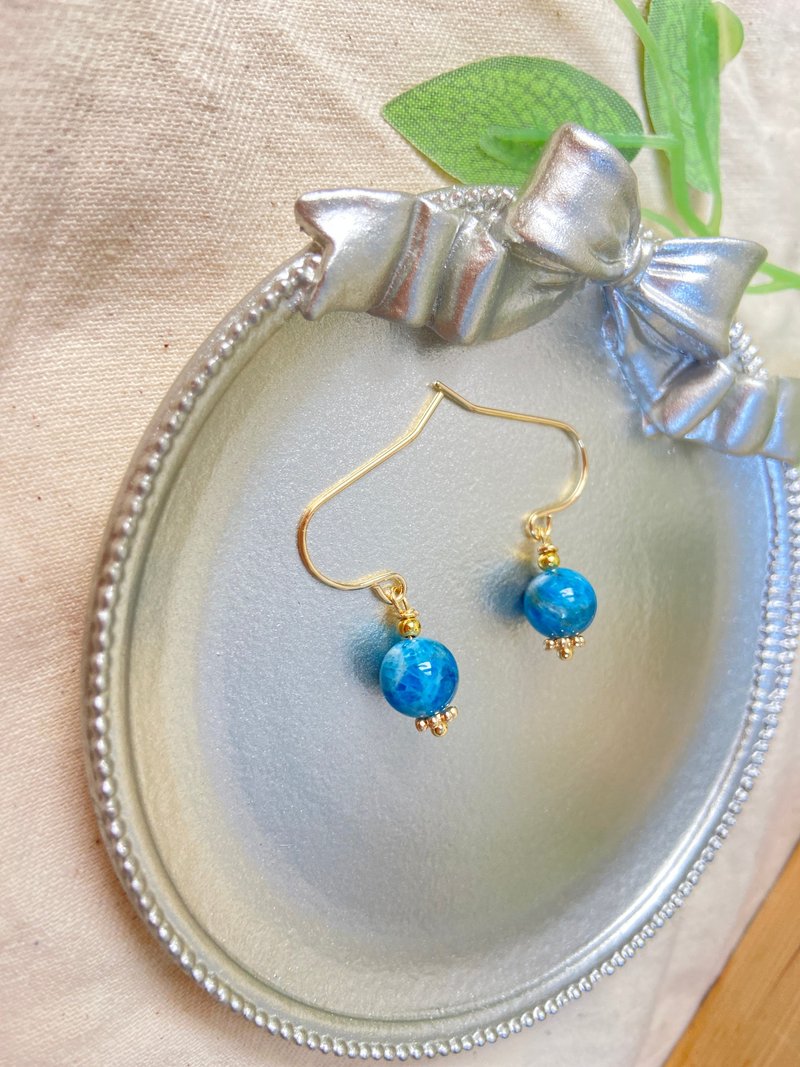 蓝磷辉石 水晶耳环 - 耳环/耳夹 - 水晶 蓝色