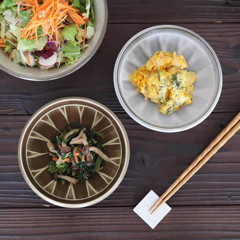 小石原烧 小石原烧 梳状5 碗 白色 蓝色花纹 15厘米 马代 - 碗 - 陶 白色