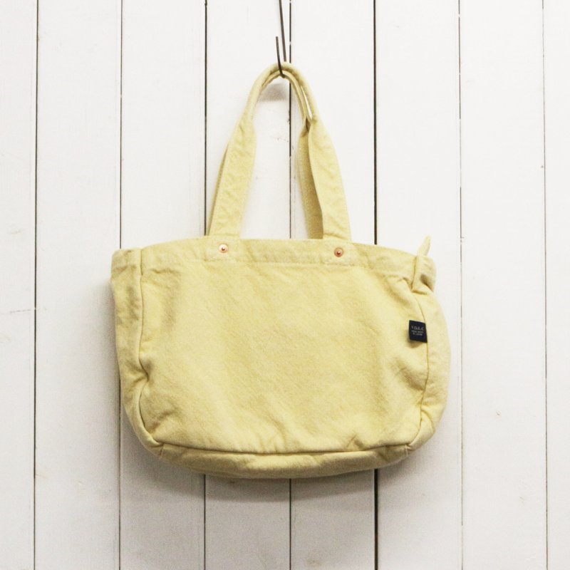 Zip Tote [2025春夏限定色：蛋奶黄] (VC-23) - 手提包/手提袋 - 棉．麻 黄色