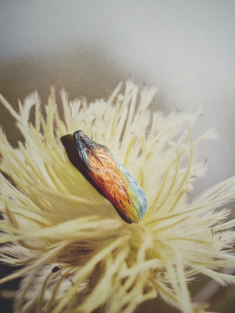 木刻手绘坠饰 - 羽毛 - 其他 - 木头 多色