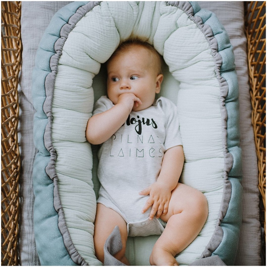 Shiny Mint Muslin Neutral Gender Baby Nest - 婴儿床上用品 - 棉 多色