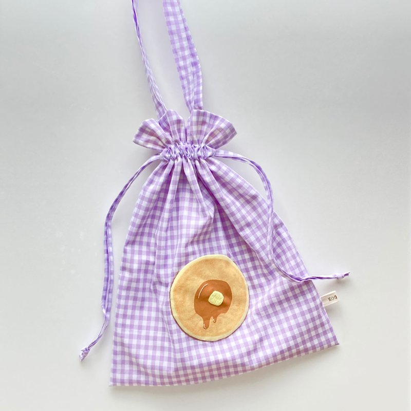 松饼与格子布束口袋 - 手提包/手提袋 - 棉．麻 紫色