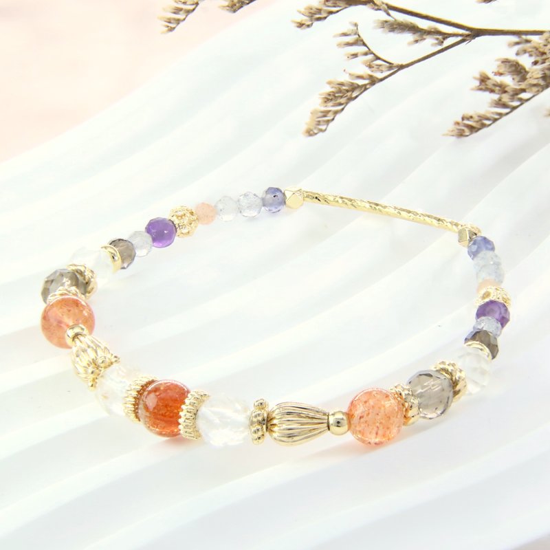冬日暖阳 | 金太阳 黄阿赛 茶晶 | 情人节礼物  圣诞礼物 - 手链/手环 - 水晶 橘色