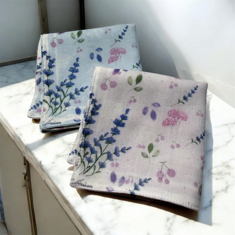 Vivi Chou -Me time 系列 II 花雨 双层二重纱小手帕 - 手帕/方巾 - 棉．麻 粉红色