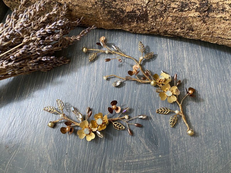 手工新娘饰品-浓本多情 微复古手染铜发饰2件组 - 发饰 - 铜/黄铜 