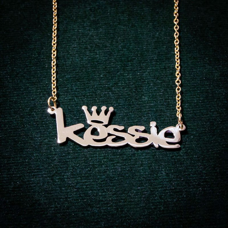Made to order - Customize name necklace with small crown - 项链 - 铜/黄铜 