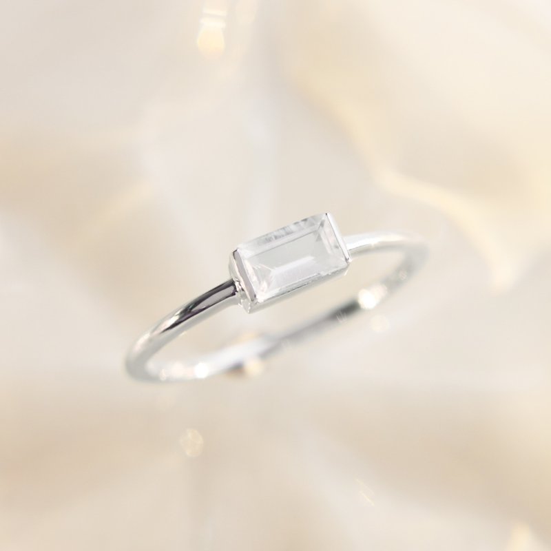 3:am La Forme - 18K镀金托帕石银戒指 银色 - 戒指 - 宝石 白色