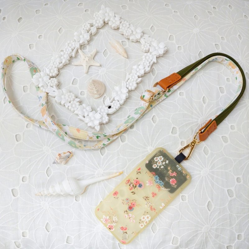 三合一多功能绿色韩国棉布手机斜背绳/斜背带/背绳/挂绳 - 挂绳/吊绳 - 棉．麻 绿色