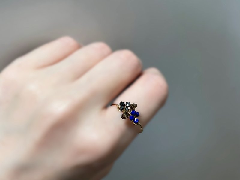 Bijou bouquet - 黑钻与三种天然石戒指 - 戒指 - 宝石 黑色