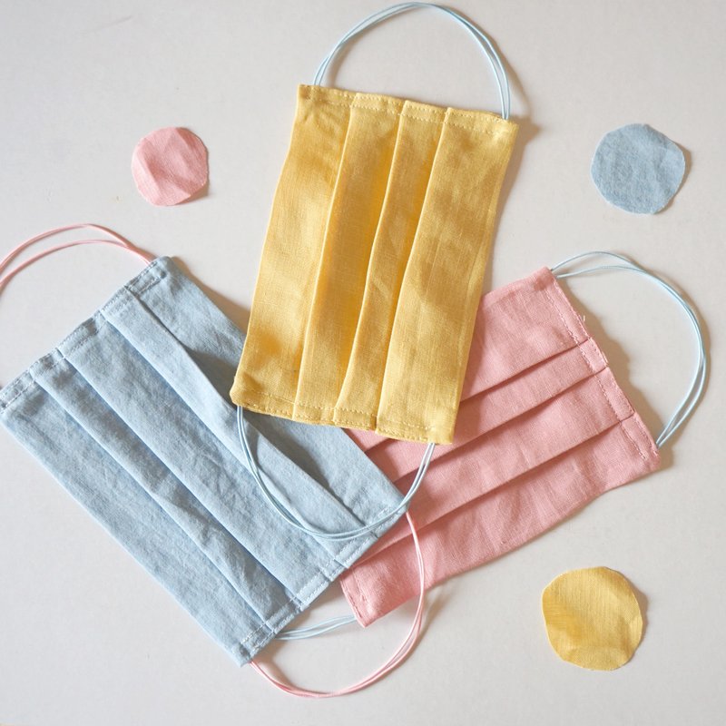 手作素色亚麻布料口罩 可更换耗材-三个卖场 - 口罩 - 棉．麻 多色