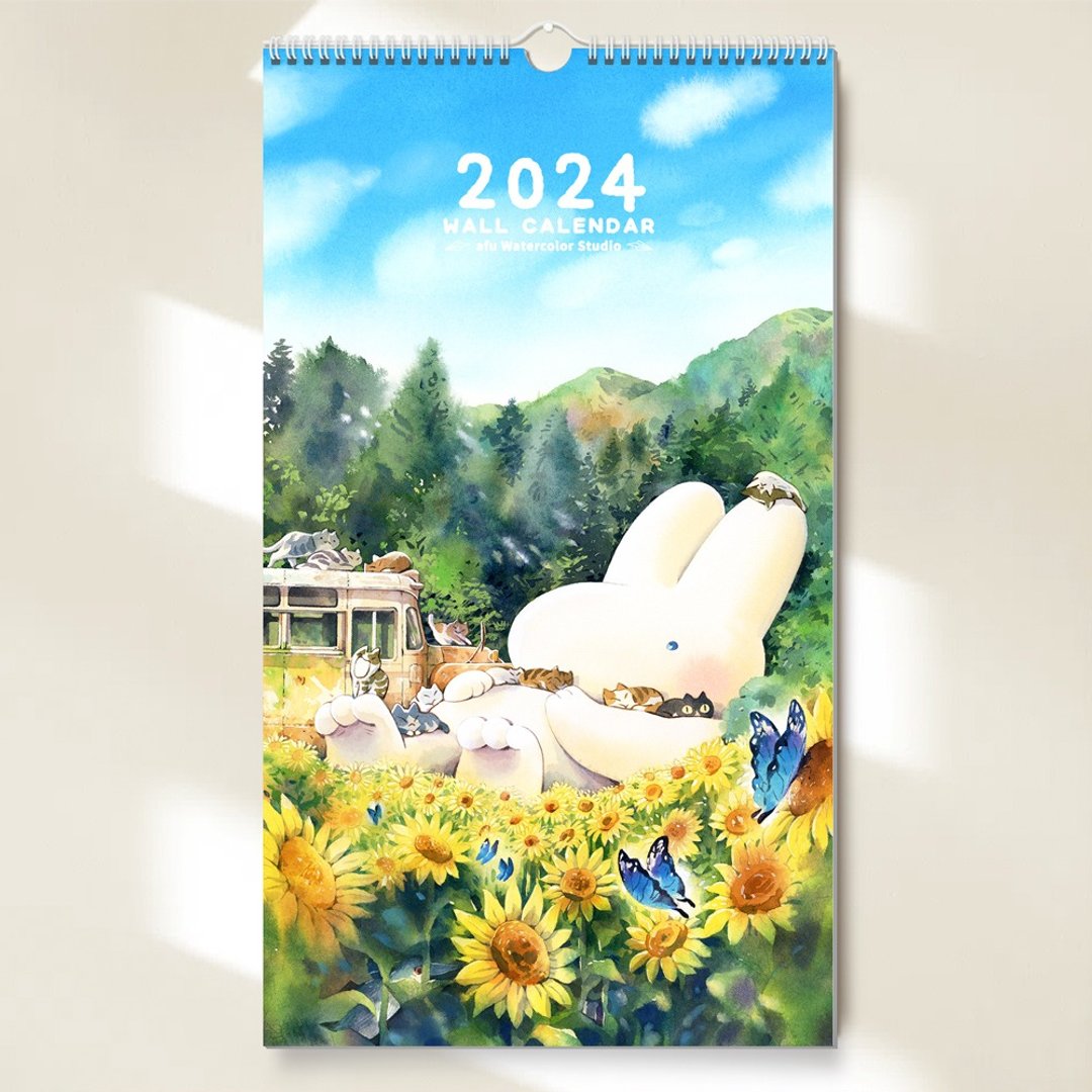 *【限量】afu插画挂历_2024 / 心的旅程 - 幸福篇章 - 年历/台历 - 纸 