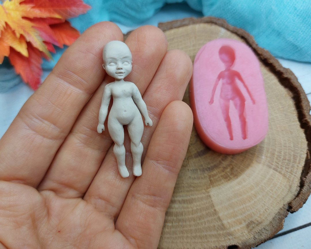 Silicone mold of doll size 4,5x2 cm/ 1,77x0,8 inch for clay chocolate fondant - 其他 - 硅胶 红色