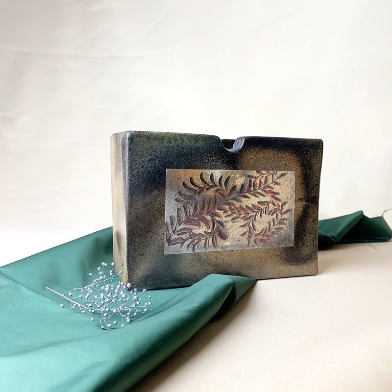 刻花滤纸 纸巾 方皿 新彩烧 柴烧陶艺 手作作品  | 圭窑 - 咖啡壶/周边 - 陶 卡其色