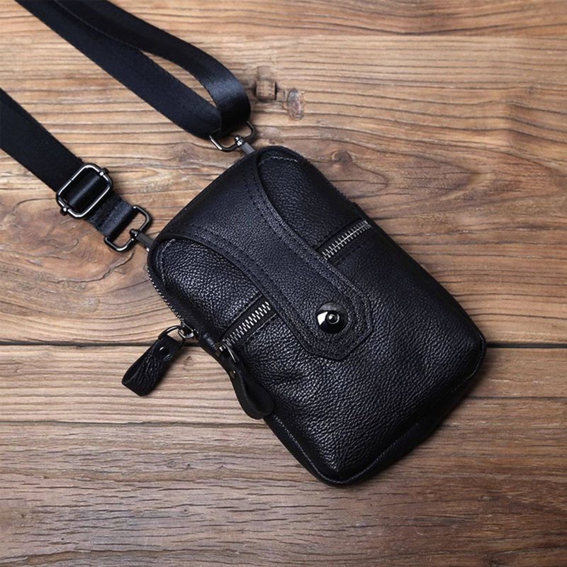 复古牛皮手机袋 腰包 男士休闲钱包 - 皮夹/钱包 - 真皮 咖啡色