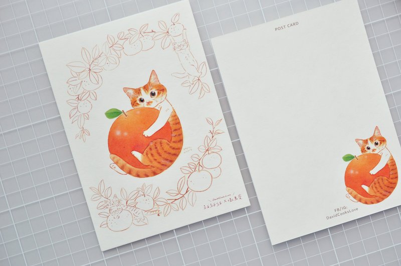 猫咪插画明信片-橘子宝宝 - 卡片/明信片 - 纸 绿色