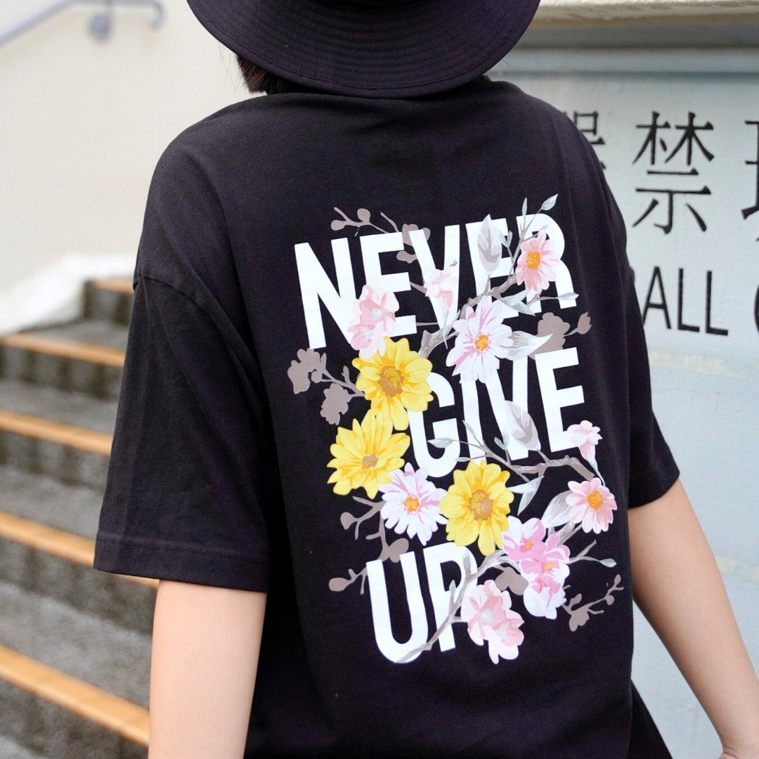 【CREEPS】Never Give Up 宽松重磅印花T恤 210g - 男装上衣/T 恤 - 棉 多色
