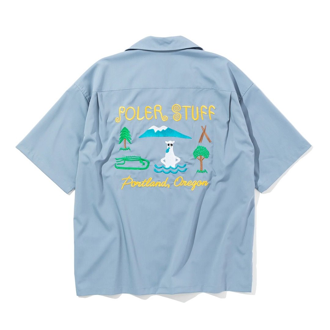 日本限定POLER TOURIST TRAP RELAX OPEN COLLAR SHIRT 衬衫 / 蓝 - 男装衬衫 - 聚酯纤维 蓝色