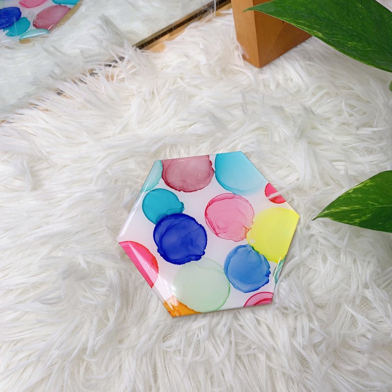 送礼首选 居家摆设 杯垫  独一无二/酒精墨水艺术 - 杯垫 - 木头 多色