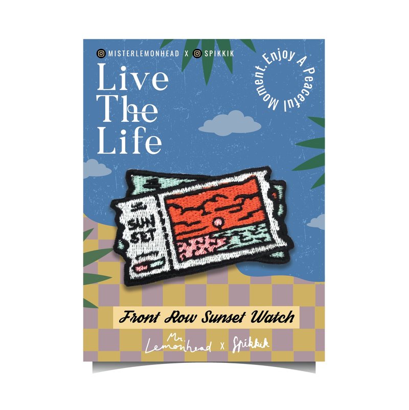 Live the life - Front row sunset watch / iron on patch - 徽章/别针 - 绣线 红色