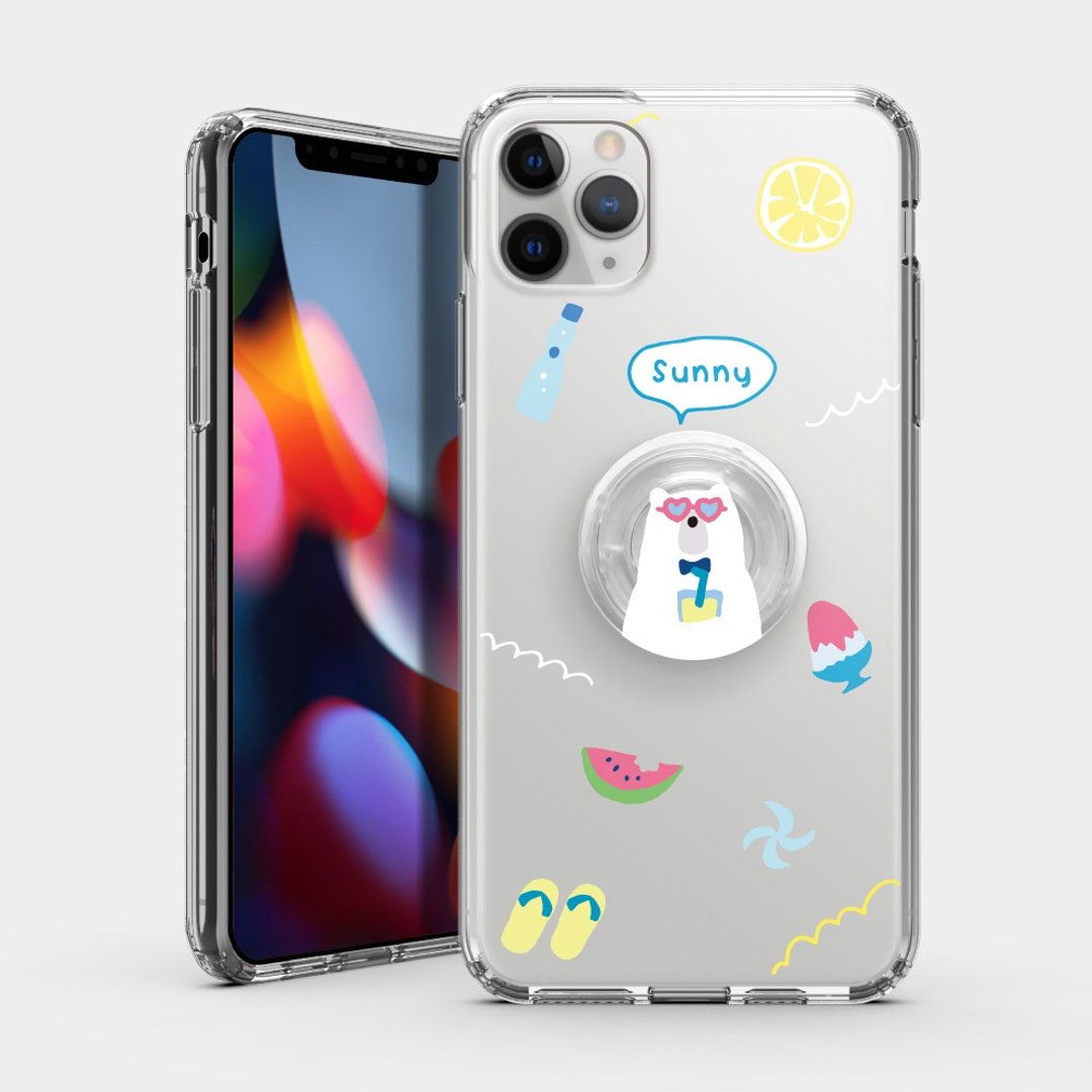 定制化英文名 熊熊渡假 IPHONE 保护壳 气囊支架组合 PS155 - 手机壳/手机套 - 塑料 透明