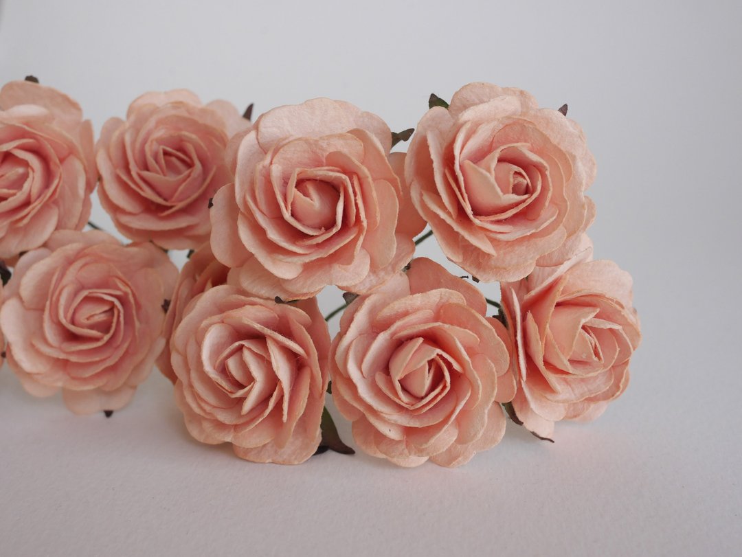 Paper Flower, centerpiece, 25 pieces mulberry rose size 3.5 cm., peach color - 其他 - 纸 