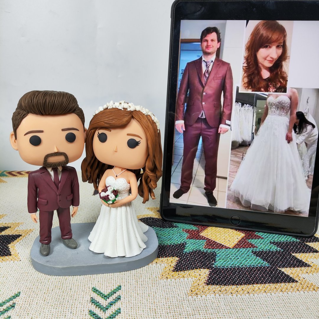 纯手工定制美国Funko Pop 自画像公仔情侣父母夫妻结婚周年礼物 - 玩偶/公仔 - 粘土 多色