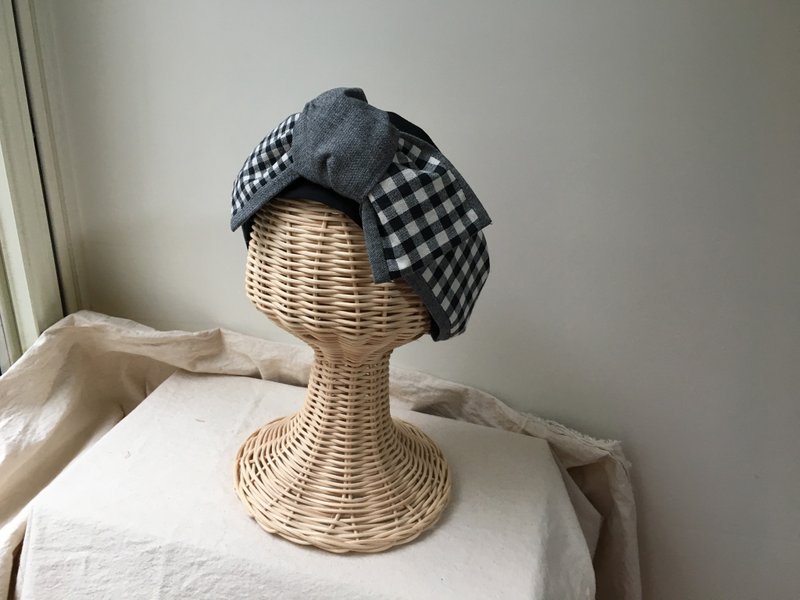 先染大小格-日式绑带发带ヘアバンド - 发带/发箍 - 棉．麻 