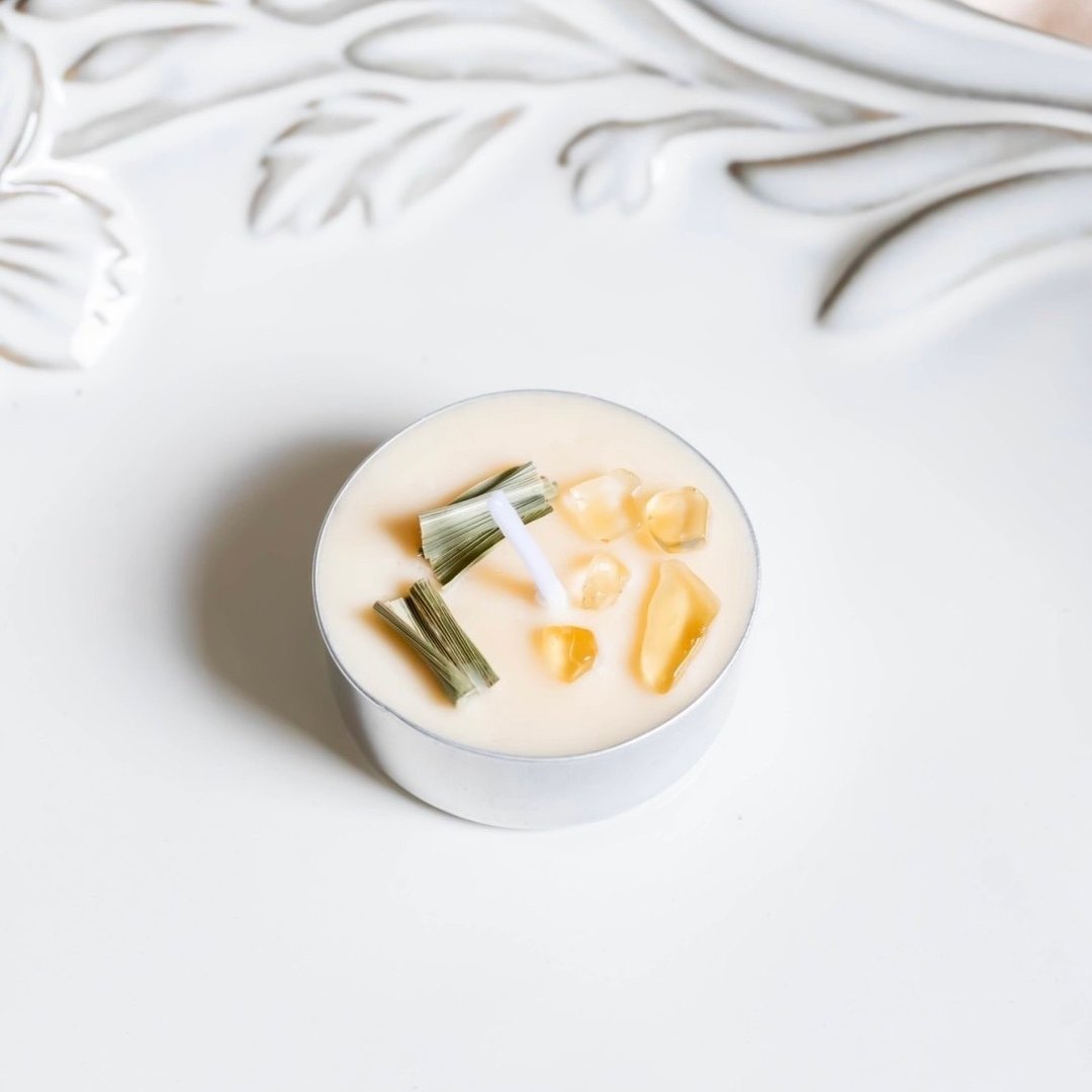 脐轮脉轮能量蜡烛 天然大豆精油蜡烛 茶蜡款 单颗 - 蜡烛/烛台 - 蜡 橘色