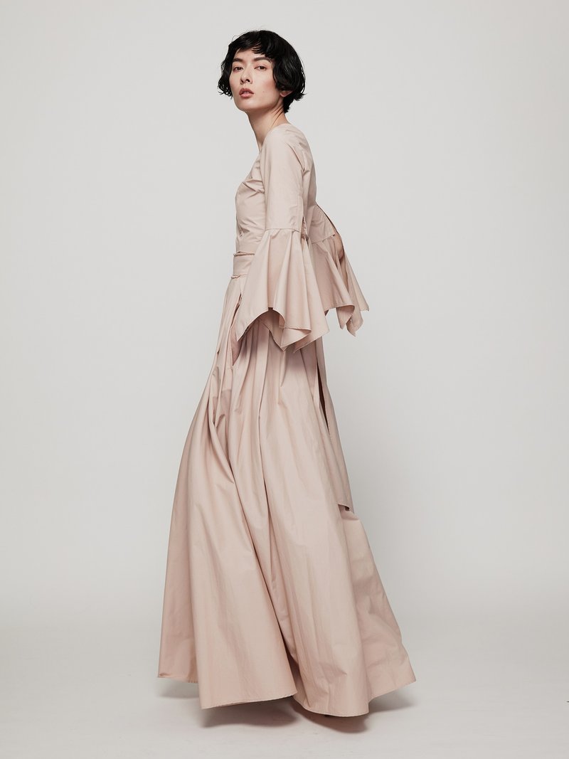 打褶长裙 -粉肤/黑 - 裙子 - 其他材质 