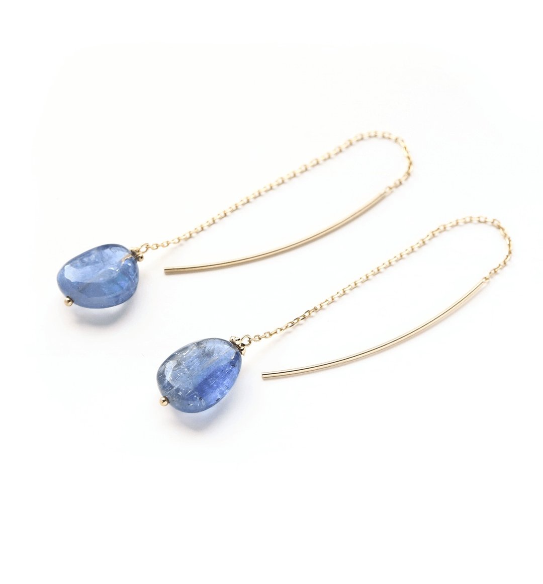 K10 Tanzanite Blue (Tumble) American Earrings ~CRASPEDIA GLOBOSA~ - 耳环/耳夹 - 宝石 蓝色