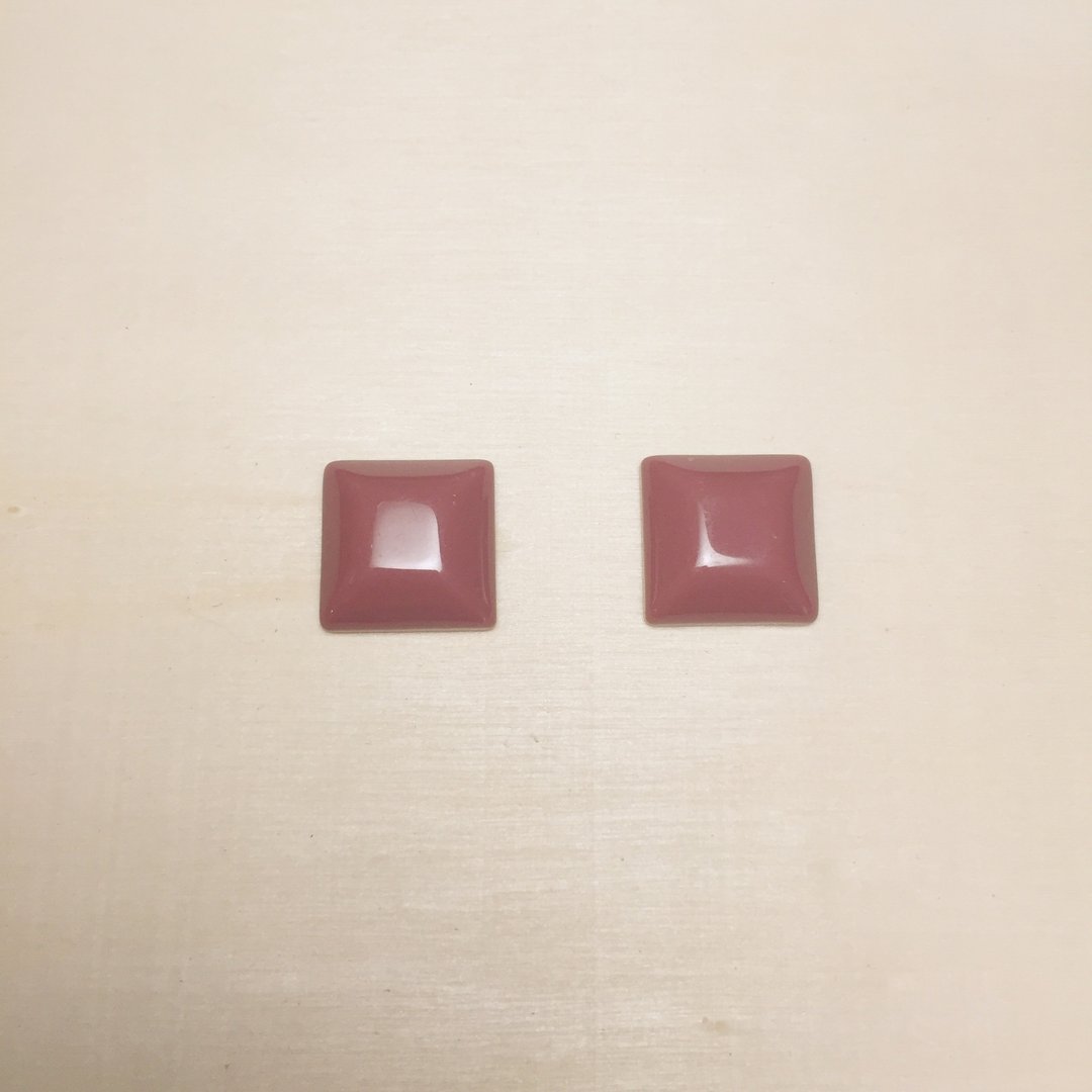 复古砖红方形菱形耳环耳夹 - 耳环/耳夹 - 树脂 咖啡色