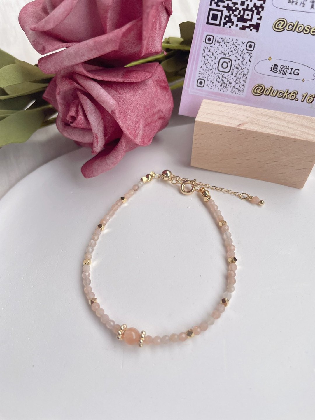 艾莉手作//水晶石太阳石14k镀金不易过敏可结调式手链 - 手链/手环 - 其他金属 
