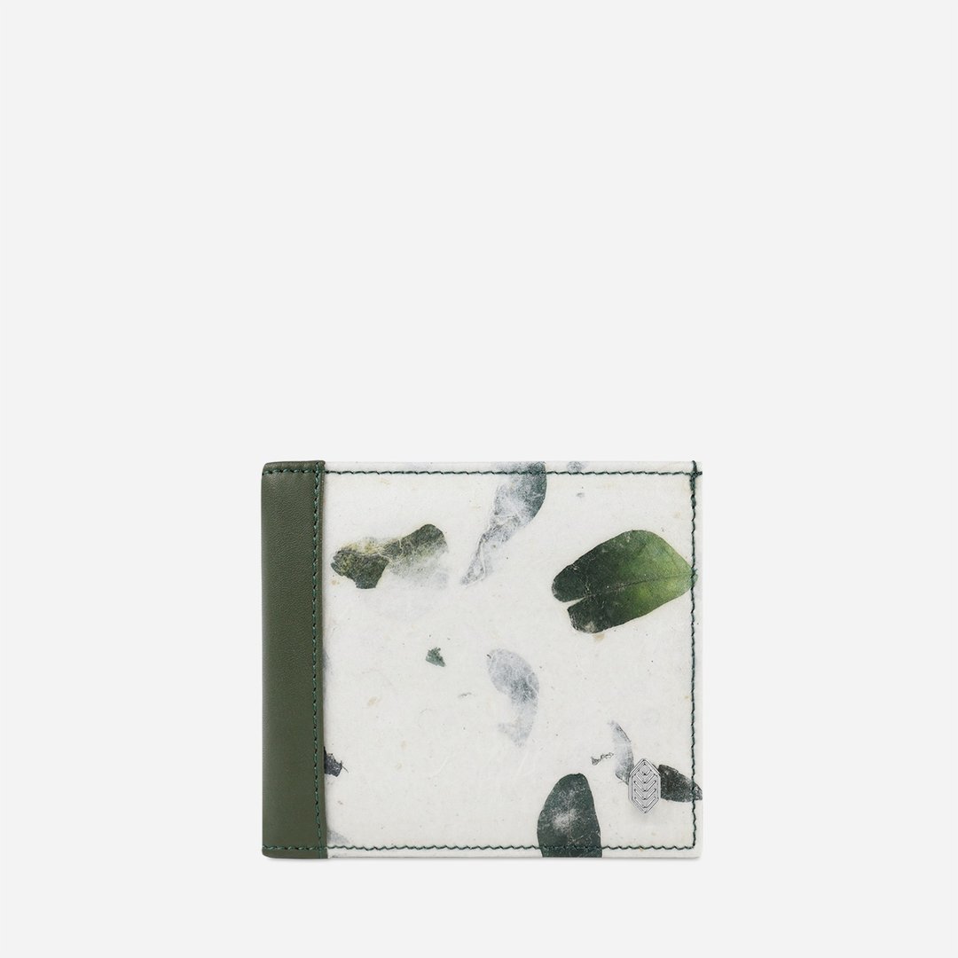 男士卡片皮夹 树叶图案 (Card Wallet) 皮夹 白色 - 皮夹/钱包 - 植物．花 多色