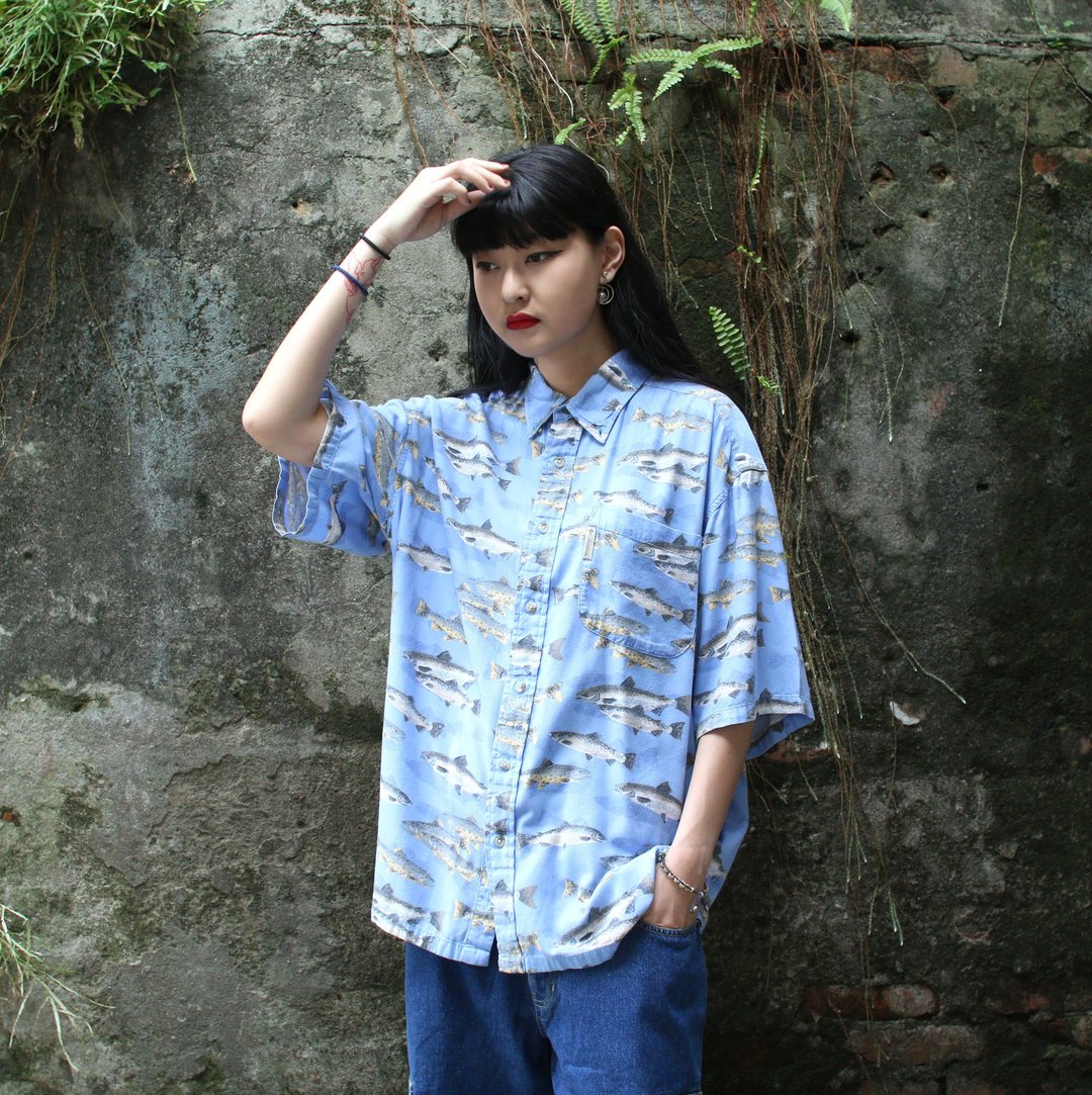 Back to Green::Columbia 清澈水蓝 //vintage shirt - 男装衬衫 - 棉 