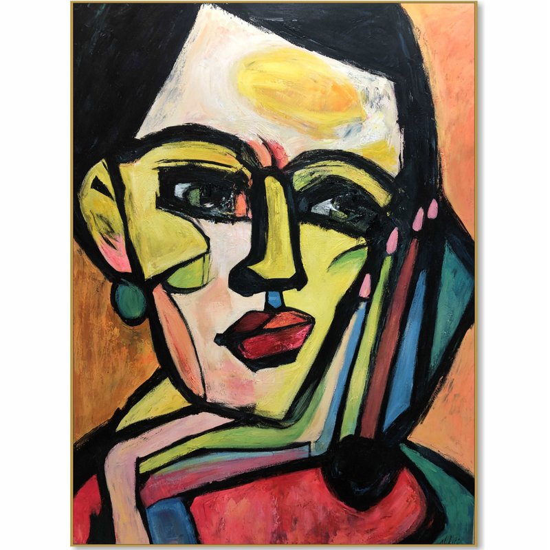 大型压克力抽像人物面孔布面油画具象现代原创艺术 - 墙贴/壁贴 - 压克力 多色