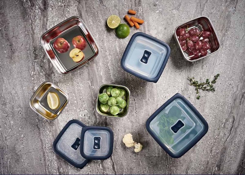 Cuitisan 酷艺师 304可微波抗菌不锈钢质感保鲜盒 恬方系列 - 便当盒/饭盒 - 不锈钢 银色