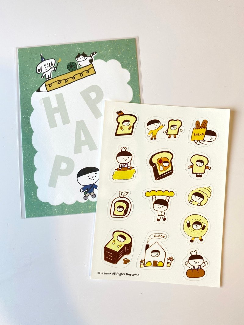 Kenji 面包店 白底 图鉴贴纸 附明信片一张 - 贴纸 - 塑料 