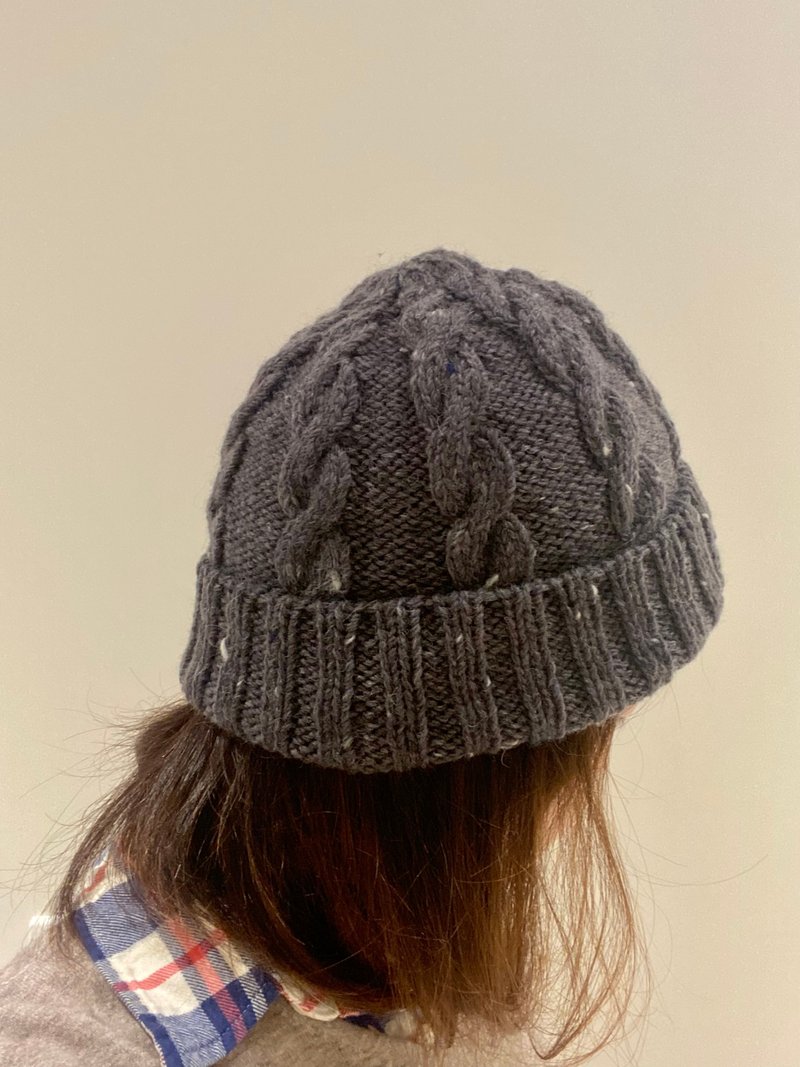 麻花造型反折帽 - 帽子 - 羊毛 黑色