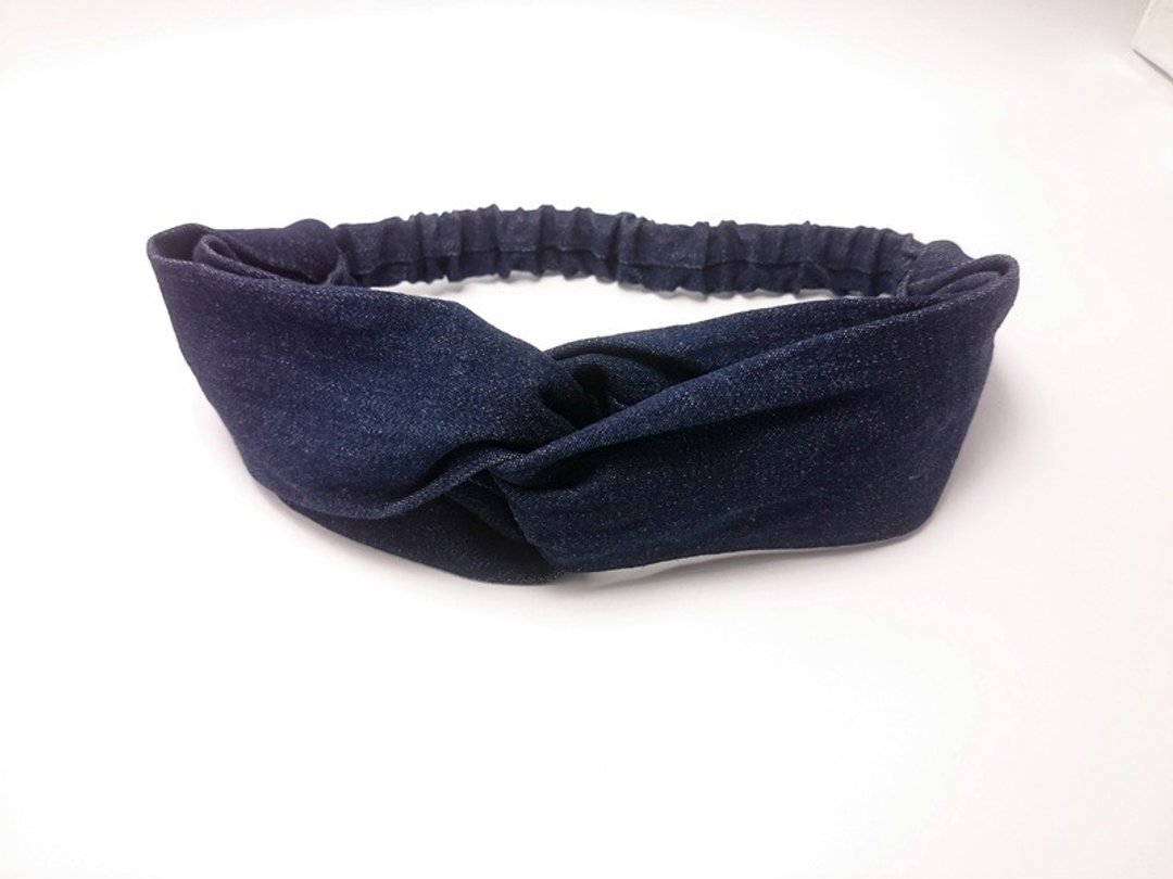 深蓝牛仔交叉松紧带发带 hairband  *SK* - 发饰 - 其他材质 